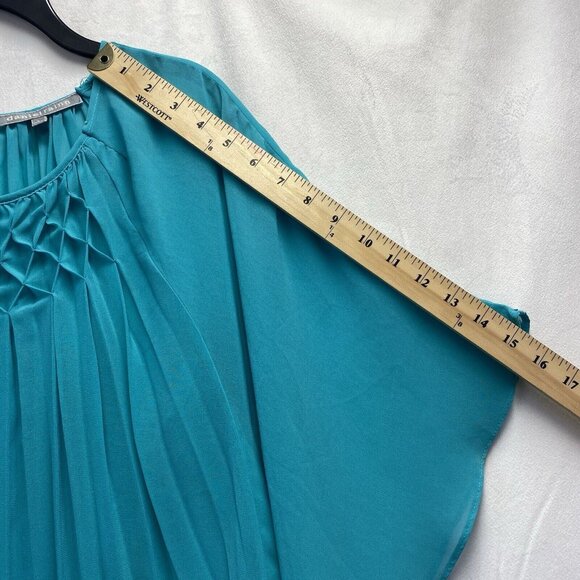 Daniel Rainn Pleated Sheer Batwing Sleeves Blouse Women Large Green Smocked Back - Picture 14 of 16